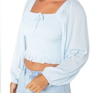 Women’s Celebrity Pink  White Smocked Blouse size XXXL NWOT